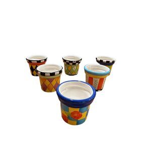 Six Vintage Wang International Hand Painted Pots